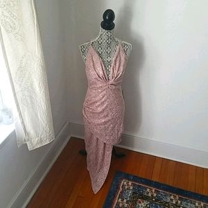 Venus pink dress, sparkly, asymmetrical